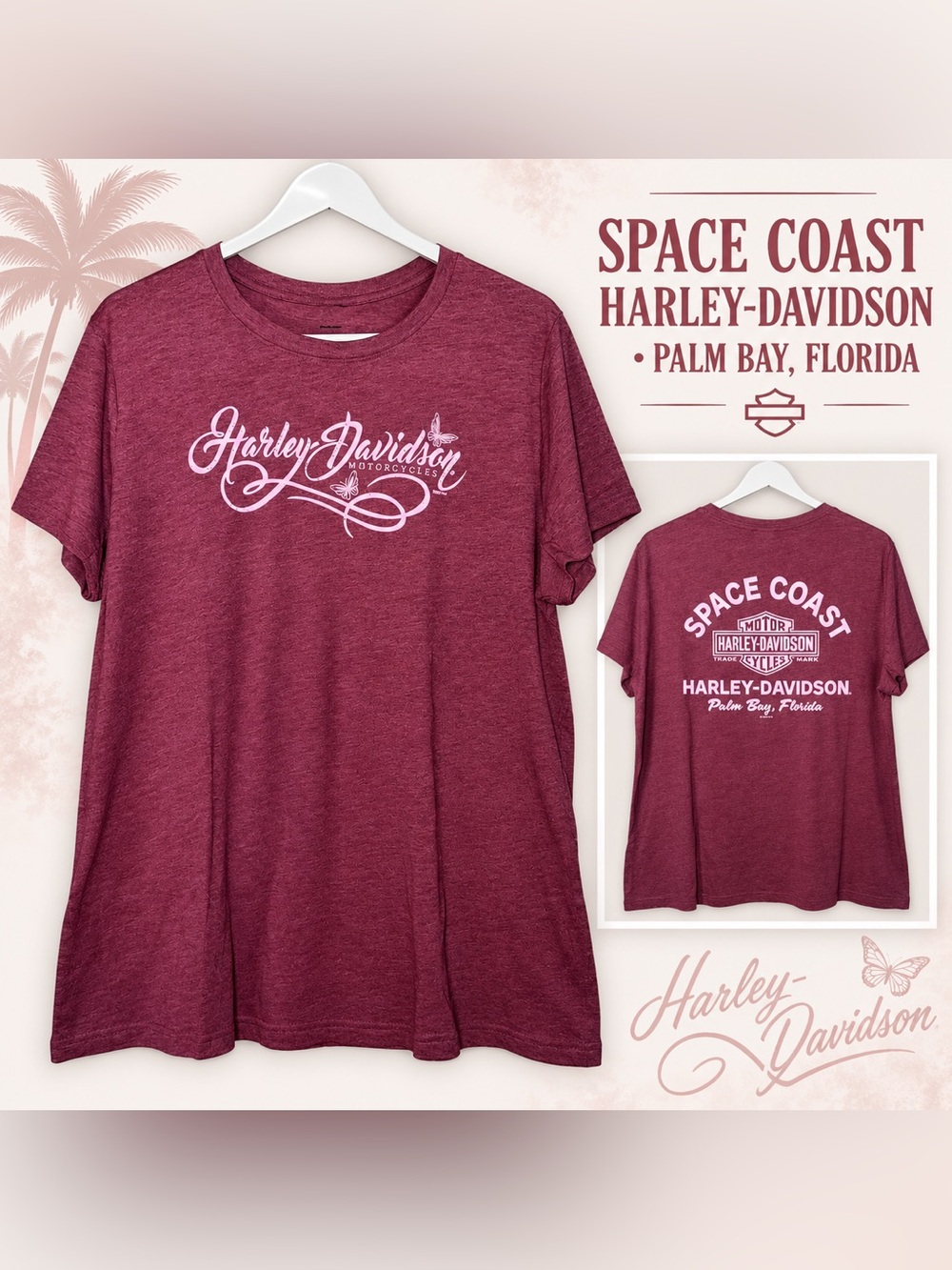 Harley-Davidson Space Coast Heather Maroon Short Sleeve Graphic Tee - XL